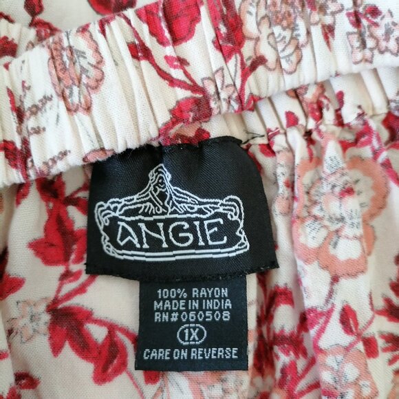 Vintage Angie Womens Cream Red Floral Print Sunset Bloom Maxi Dress Size 1X - Picture 5 of 6